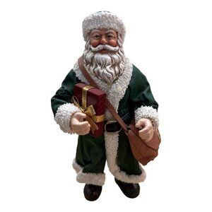 Clothique Possible Dreams Santa in Green Coat Vintage Present Bag Christmas